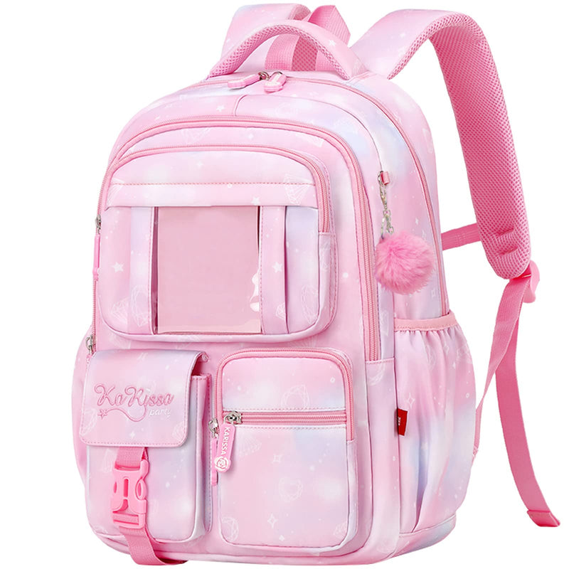 Girls Backpack,Kids Backpack For Girl,Cute Elementary Bookbag Waterproof Large Capacity School Bag Backpacks For Girls (Pink)