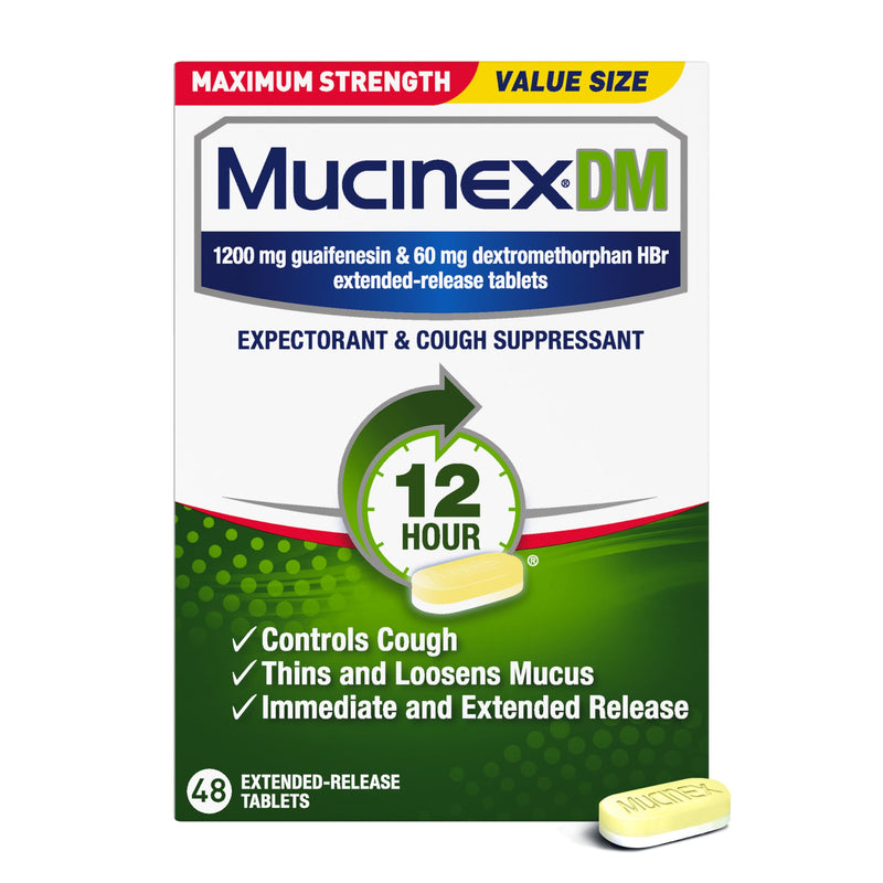 Mucinex DM 12Hr Max Strength Chest Congestion & Cough Medicine, 48 Tablets