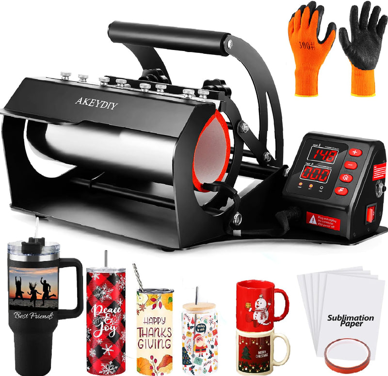 Tumblers Heat Press, Tumbler Mug Heat Press Machine 30Oz 20Oz 16Oz Sublimation Tumblers Press Glass Jar Cans, DIY Heat Transfer Press Vinyl For 11-16Oz Coffee/Ceramic Mugs (Black) (LOCAL PICKUP ONLY)