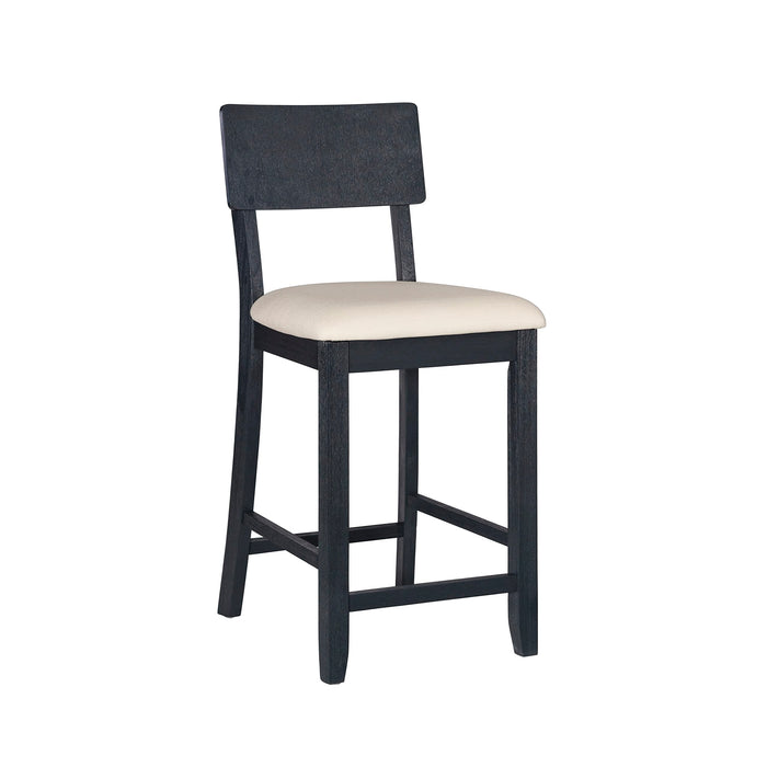 Linon Carter Dark Charcoal Wood 25.5 Inch Counter Stool With Beige Linen Upholstered Seat (LOCAL PICKUP ONLY)