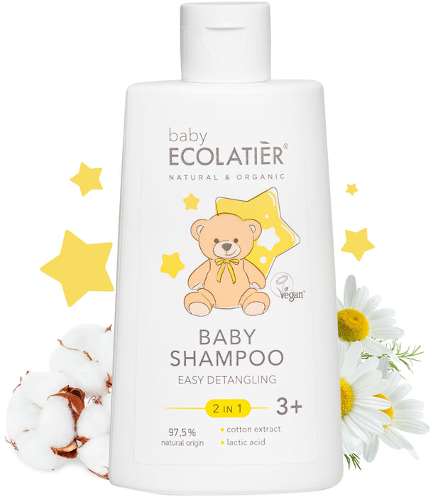 Kids Shampoo & Body Wash 2-In-1 Easy Detangling 3+ - Tear-Free, Hypoallergenic, 97.5% Natural, Vegan Gentle Care For Kids' Hair & Skin, 8.5 Fl Oz - ECOLATIER