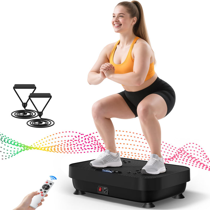 Vibration Plate Exercise Machine, 400 Lbs Capacity Whole Body Vibrating Plate For Lymphatic Drainage, Weight Loss Fat Burner For Home Workout Women Men, Black