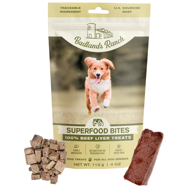 BADLANDS RANCH Superfood Bite Freeze-Dried Salmon Dog Treats, 4 Oz