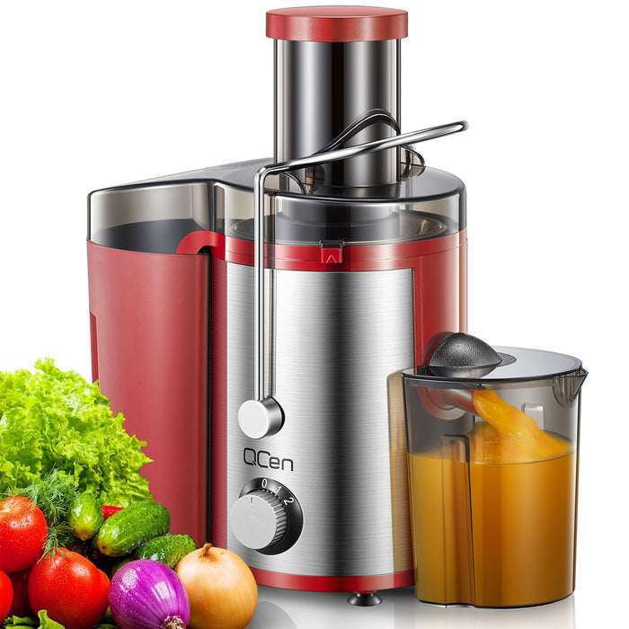 Juicer Machine, 800W Centrifugal Juicer Extractor With Wide Mouth 3” Feed Chute For Fruit Vegetable, Easy To Clean, Stainless Steel, BPA-Free (Red)