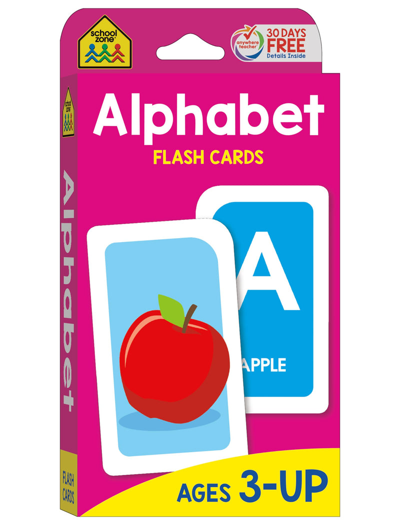 School Zone Alphabet Flash Cards: 56 Cards, Toddler, Preschool, Learn The ABC's, Letters, Phonics, Colorful & Fun Learning, Ages 3+