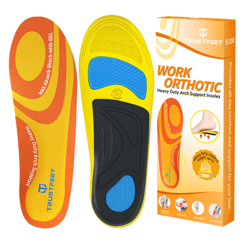 Trustfeet Work Orthotic Heavy Duty Support Insoles,Anti Fatigue Relieve Foot Pain Work Boot Shoes Inserts For Standing All Day,Plantar Fasciitis High Arch Support Insoles For Man Women-XL