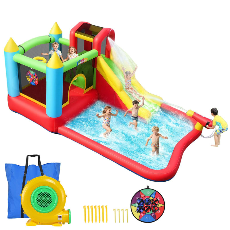 Inflatable Bounce House With Blower, Bouncy Castle/Waterslide & Pool For Wet Dry Combo, Fun Bounce Area With Basketball Hoop Jumping Castle For Kids 3-10 Backyard (LOCAL PICKUP ONLY)