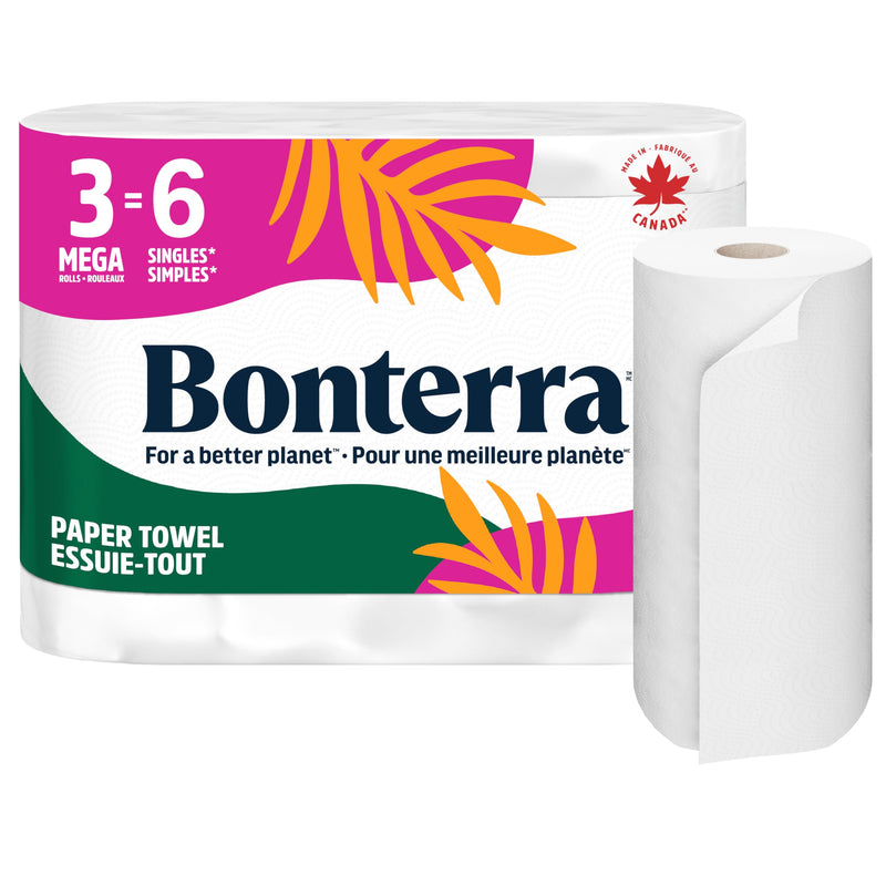 Bonterra Paper Towels Mega Rolls, 3 CT