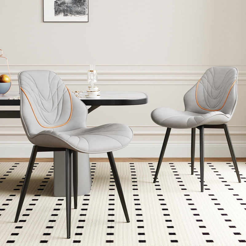 Seeday Dining Chairs Set Of 2, Grey Modern Upholstered Side Chairs With Metal Legs And Padded Back, Armless Dining Room Chairs For Kitchen, Dining Room, And Living Room (LOCAL PICKUP ONLY)
