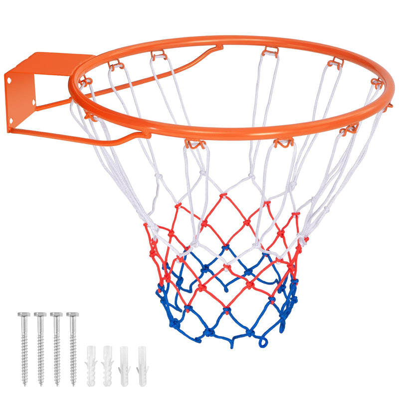Goplus 18’’/15’’ Replacement Basketball Rim, Wall Door Mounted Basketball Hoop With All Weather Net, Indoor Outdoor Hanging Basketball Rim Goal Outside (15 Inches, Orange)