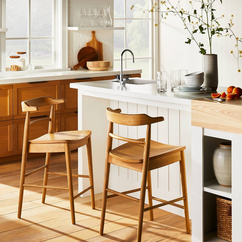 Kaysville Curved Back Wood Counter Height Barstool Natural - Threshold designed with Studio McGee (LOCAL PICKUP ONLY)