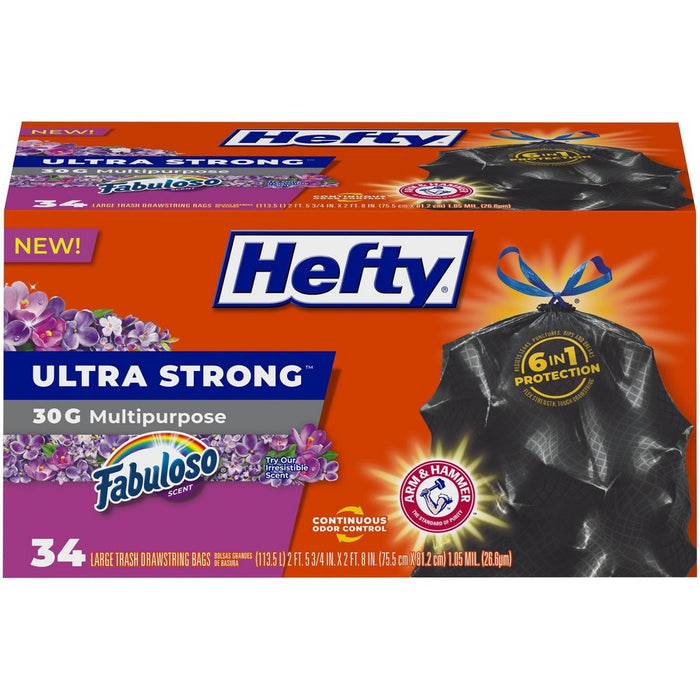 Hefty Ultra Strong Fabuloso Multi Purpose Trash Bags - 13 Gallon - 34ct