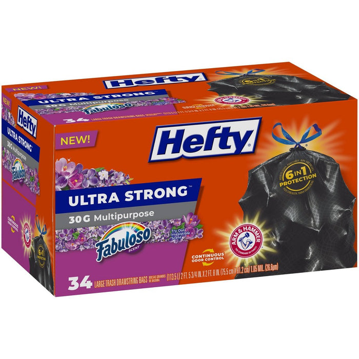 Hefty Ultra Strong Fabuloso Multi Purpose Trash Bags - 13 Gallon - 34ct