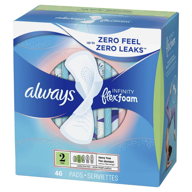 Always Infinity Super Absorbency Avec Flex Foam Pads - Unscented - Size 2 - 46ct