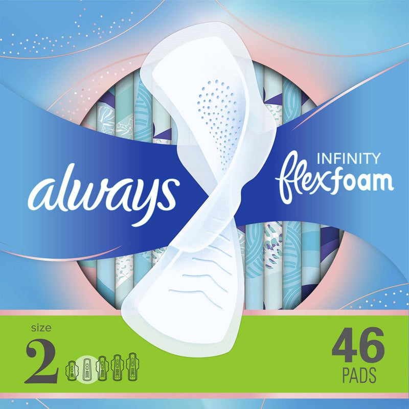 Always Infinity Super Absorbency Avec Flex Foam Pads - Unscented - Size 2 - 46ct