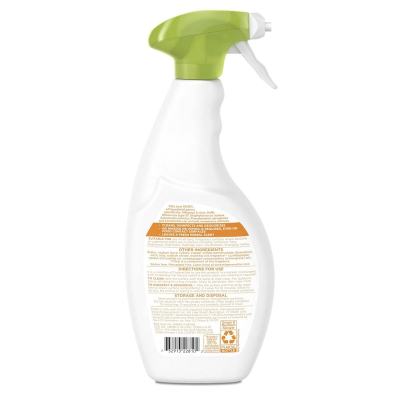 Seventh Generation Lemongrass Citrus Disinfecting Multi-Surface Cleaner - 26oz