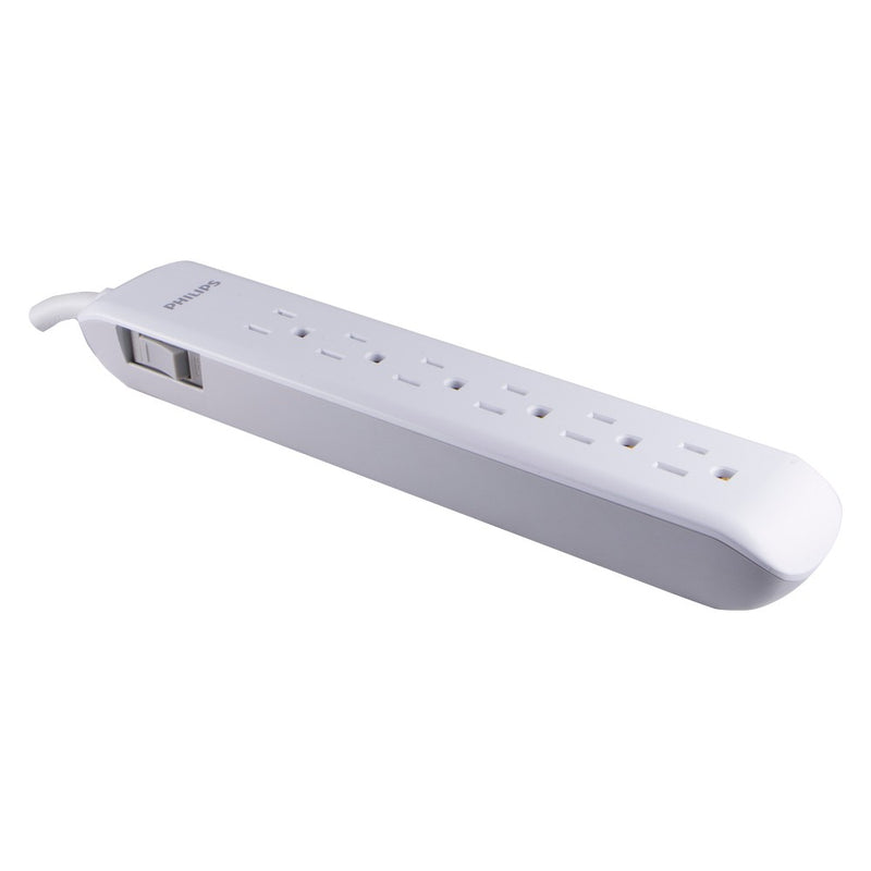Philips 6-Outlet Surge Protector with 4ft Extension Cord, White
