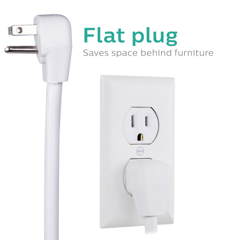 Philips 6-Outlet Surge Protector with 4ft Extension Cord, White