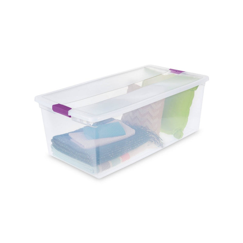 Sterilite 110qt Clear View Storage Bin with Latch Purple (LOCAL PICKUP ONLY)