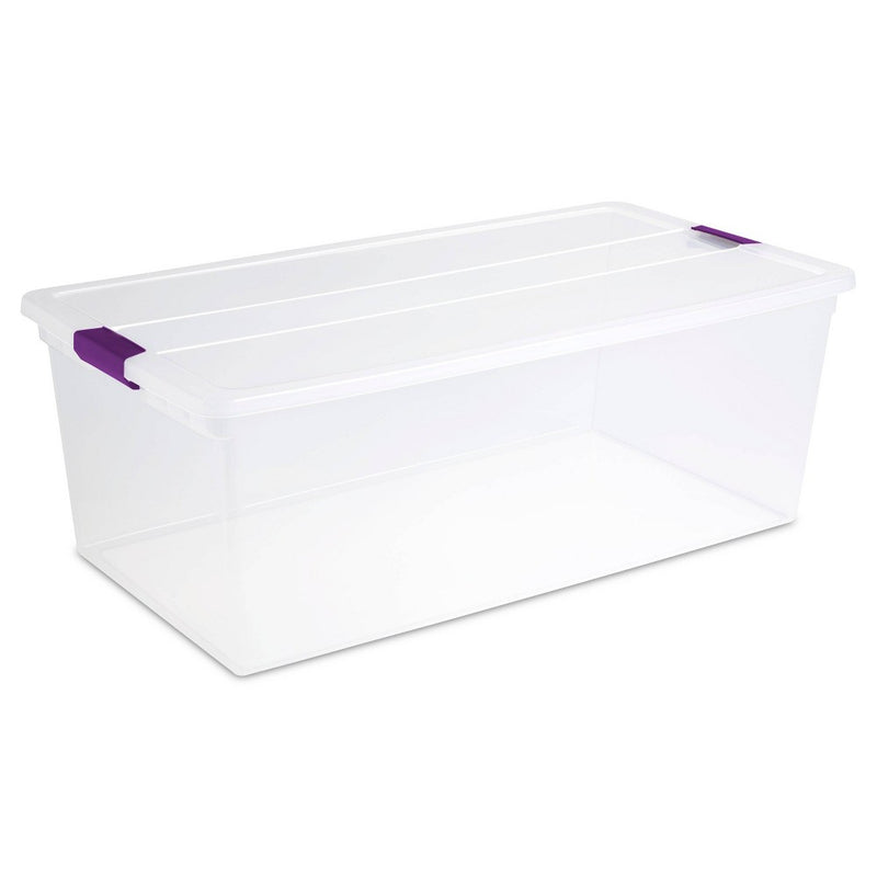 Sterilite 110qt Clear View Storage Bin with Latch Purple (LOCAL PICKUP ONLY)