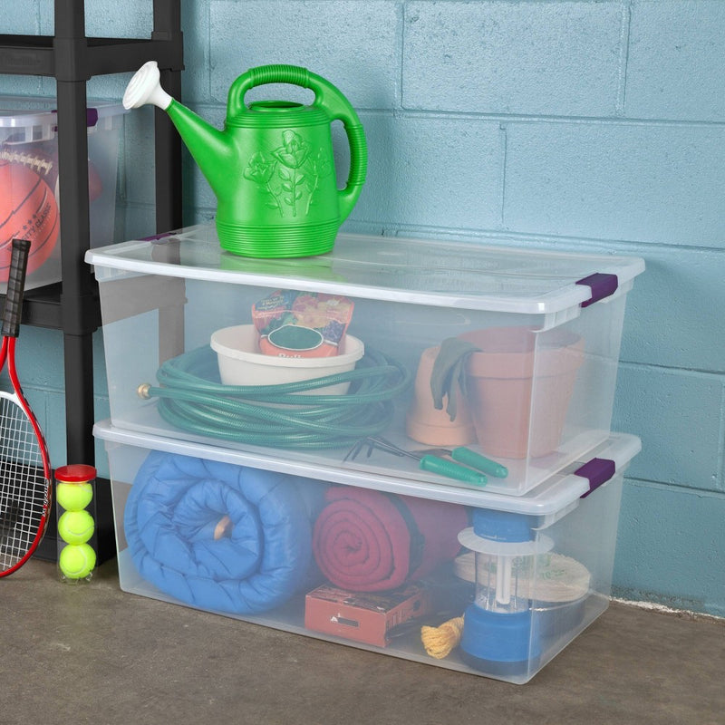 Sterilite 110qt Clear View Storage Bin with Latch Purple (LOCAL PICKUP ONLY)