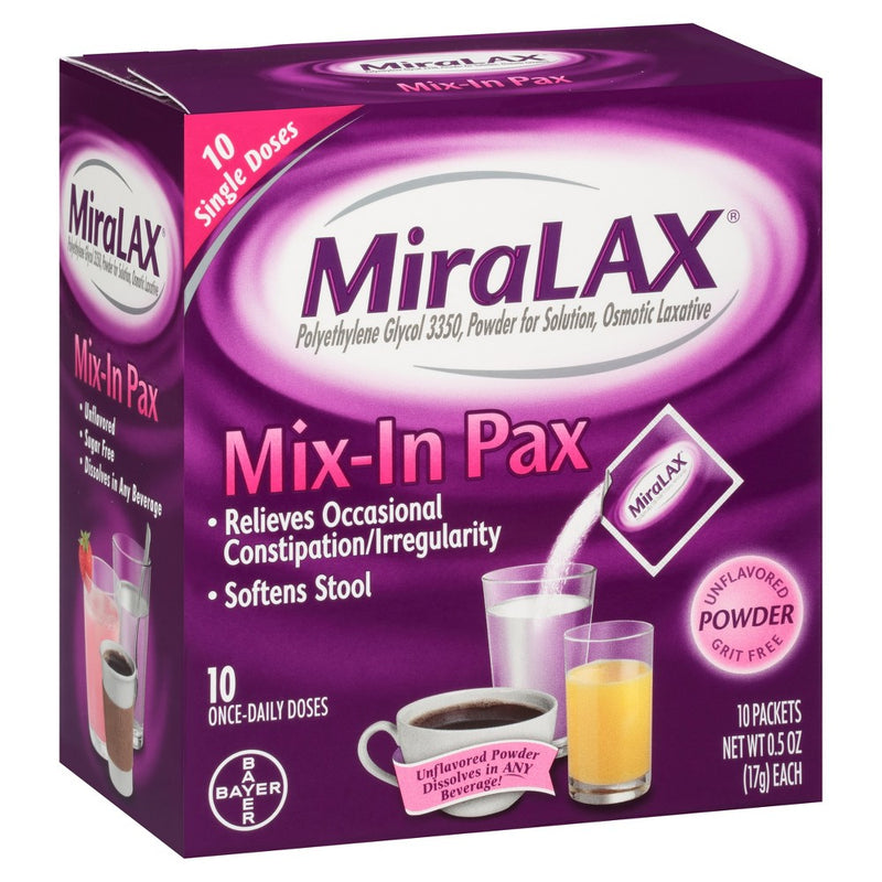 MiraLAX Laxative Powder for Gentle Constipation Single Dose Packet Relief - 10ct