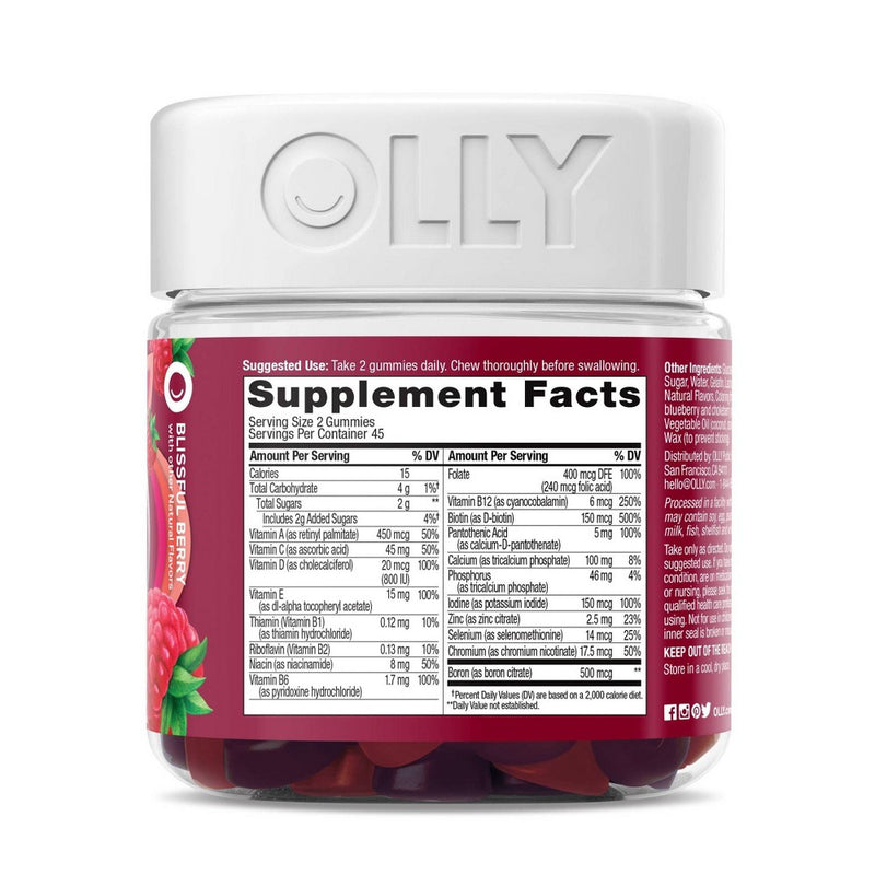 OLLY Women's Multivitamin Gummies - Berry - 90ct - EXPIRES 02/2025
