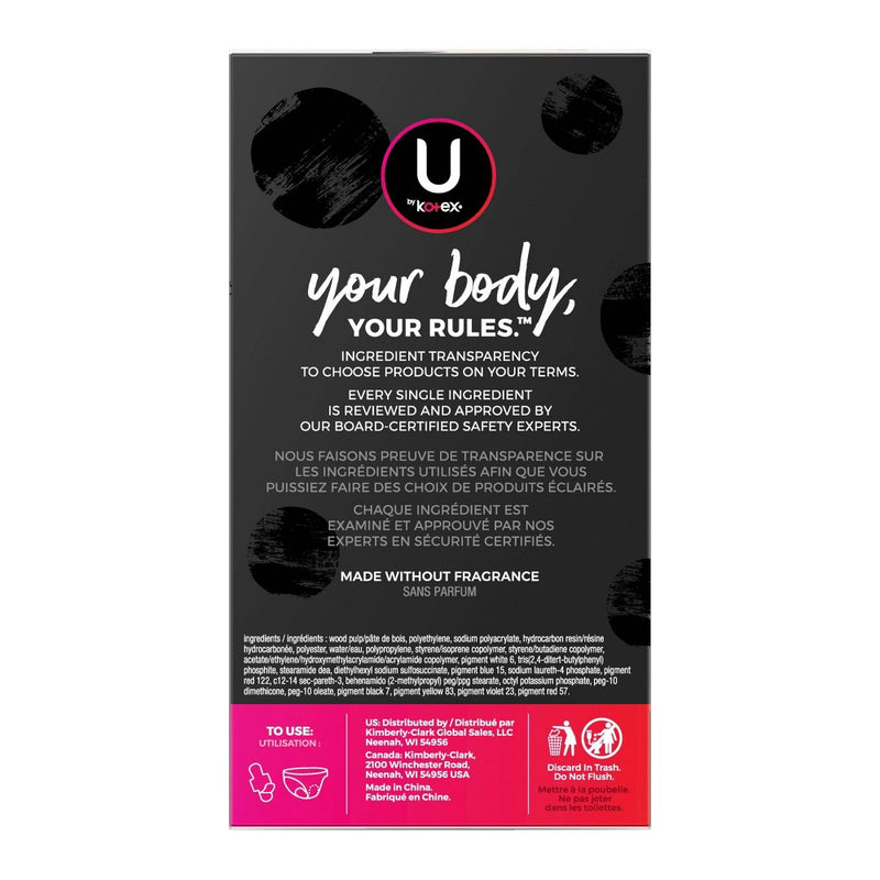 U by Kotex Ultra Thin Teen Unscented Overnight Feminine Pads with Wings - 24ct