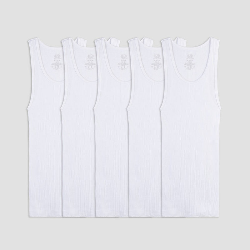Fruit of the Loom Boys' 4 + 1 Bonus Pack A-Undershirt - White Medium (8-10)