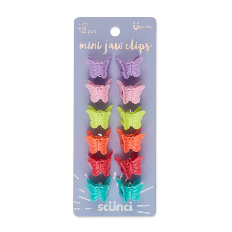 scunci Butterfly Bright Colors Mini Jaw Clips - 12ct