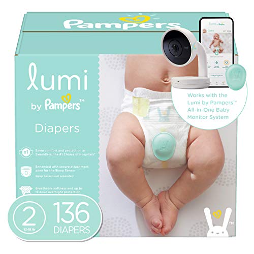 Lumi by Pampers Diapers Size 2, 136 Count, Enormous Pack - Compatible with The Lumi Pampers Smart Sleep System (Sold Separately)