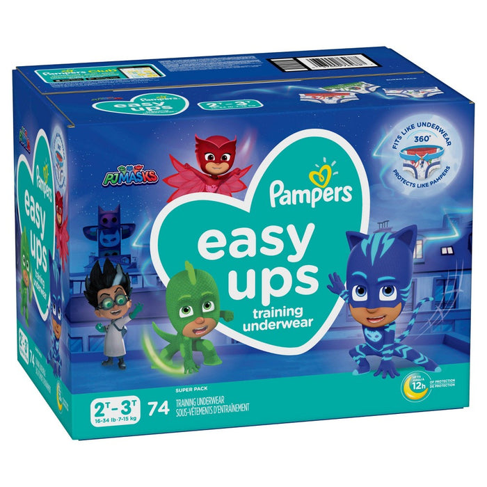 Pampers Easy Ups Boys' PJ Masks Training Underwear Super Pack - Size 2T-3T - 74ct