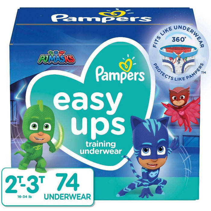 Pampers Easy Ups Boys' PJ Masks Training Underwear Super Pack - Size 2T-3T - 74ct