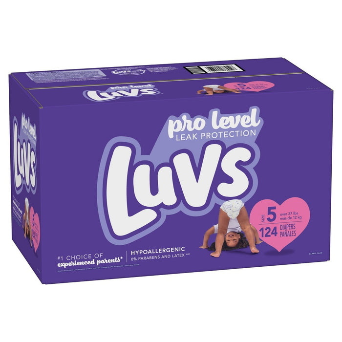 Luvs Pro Level Leak Protection Diapers Giant Pack - Size 5 - 124ct