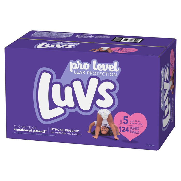 Luvs Pro Level Leak Protection Diapers Giant Pack - Size 5 - 124ct