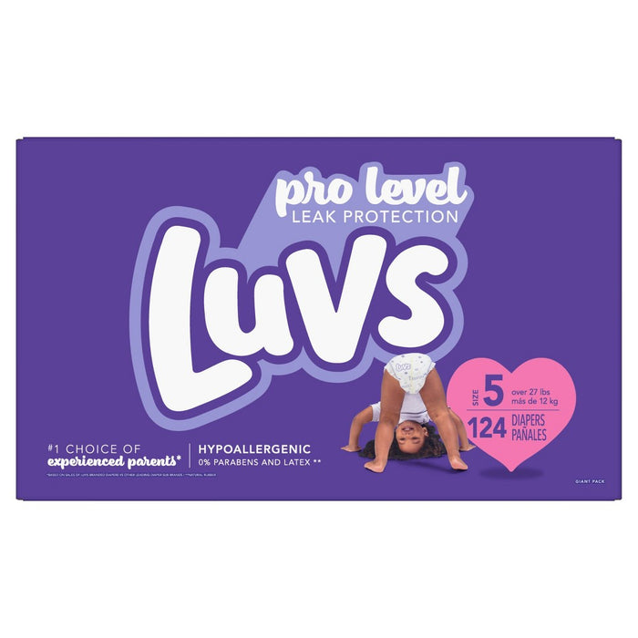 Luvs Pro Level Leak Protection Diapers Giant Pack - Size 5 - 124ct