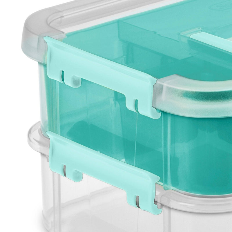 Sterilite Stack & Carry 2 Tray Handle Box Organizer