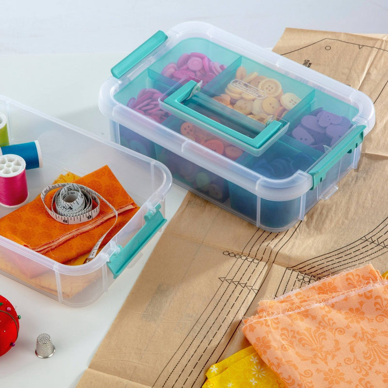 Sterilite Stack & Carry 2 Tray Handle Box Organizer