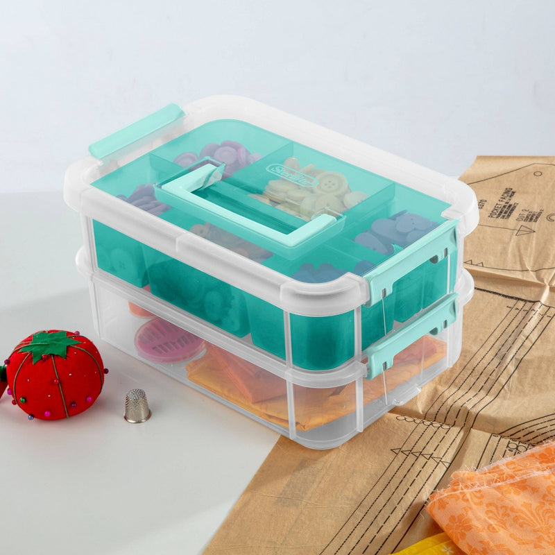 Sterilite Stack & Carry 2 Tray Handle Box Organizer