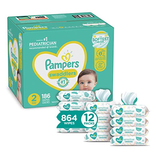 Pampers Swaddlers Diapers Size 2, 186 Count