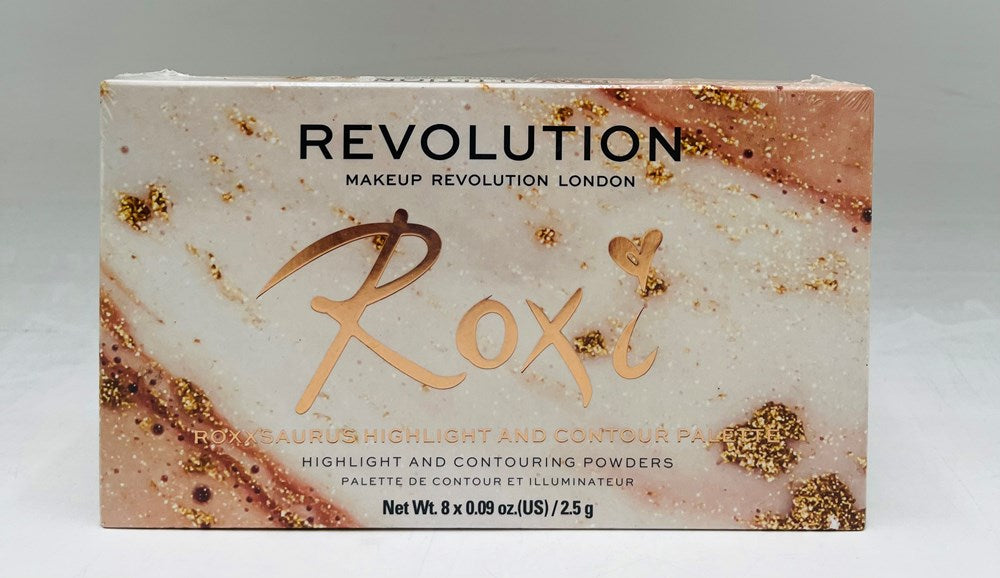 Makeup Revolution x Roxxsaurus Highlight and Contour Palette, Pink and Gold