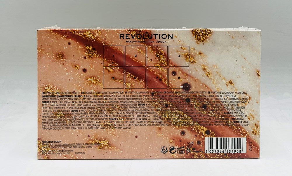 Makeup Revolution x Roxxsaurus Highlight and Contour Palette, Pink and Gold