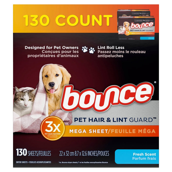 Bounce Pet Fresh Dryer Sheets - 130ct