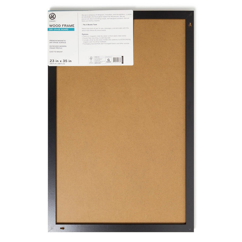 U Brands 23"x35" Magnetic Dry Erase Board Black Wood Frame with Marker (LOCAL PICKUP ONLY)