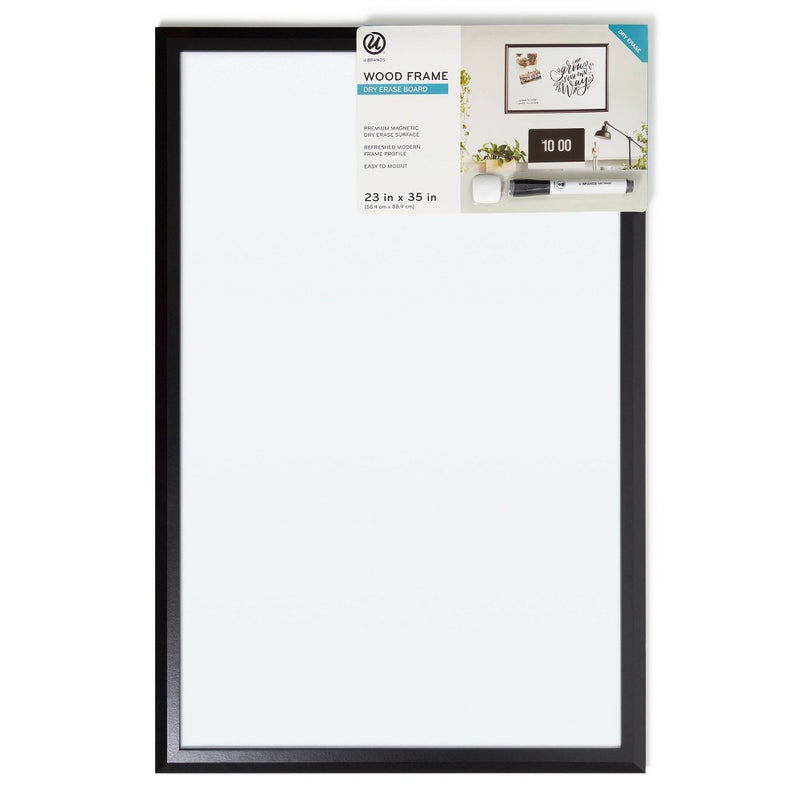 U Brands 23"x35" Magnetic Dry Erase Board Black Wood Frame with Marker (LOCAL PICKUP ONLY)