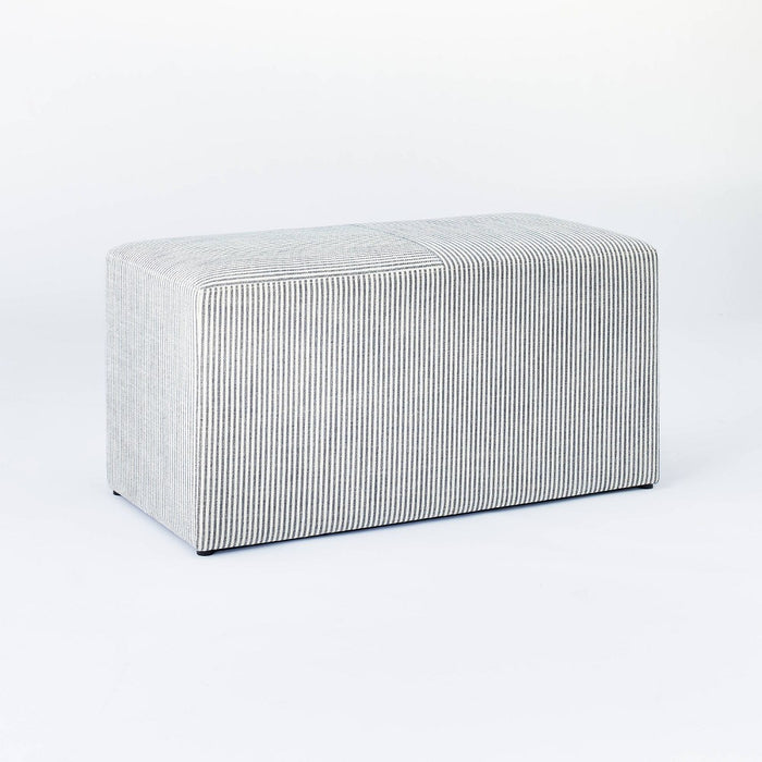 Lynwood Cube Bench Ticking Striped Blue - Threshold designed with Studio McGee (LOCAL PICKUP ONLY)