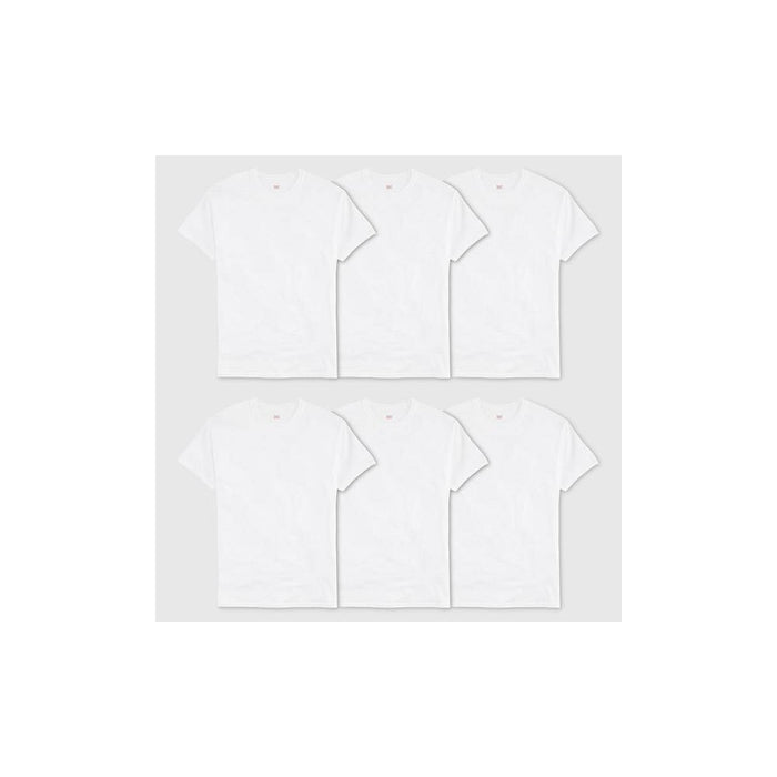 Hanes Men's 6Pk Crew Neck T-Shirt With Fresh IQ - L White