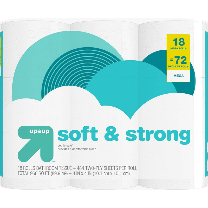 Soft & Strong Septic Safe Toilet Paper - 18 Mega Rolls - up & u
