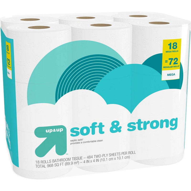 Soft & Strong Septic Safe Toilet Paper - 18 Mega Rolls - up & u