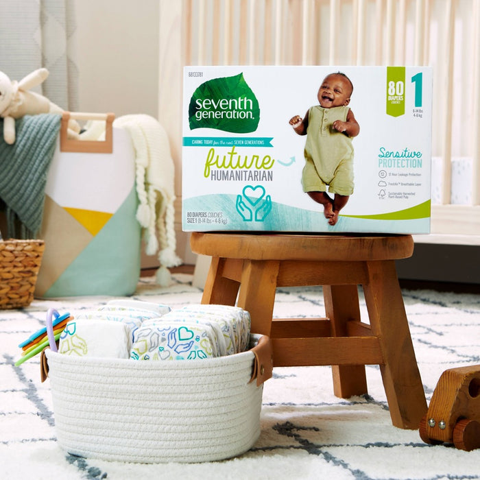 Seventh Generation Sensitive Protection Diapers Super Pack - Size 1 - 80ct